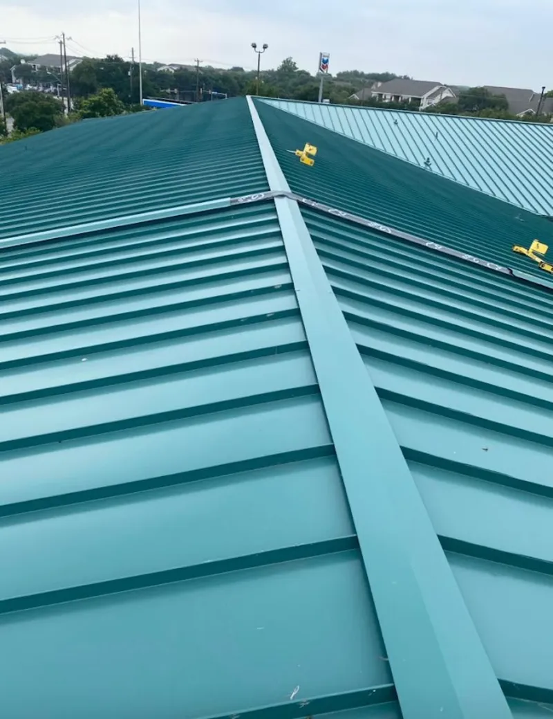 Green commercial metal roof ridge and valley for Metal Roof Repair in West Deptford